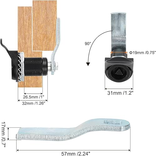 PATIKIL Triangolo Camma Blocco 4pz Tubolare Armadio Cassetto Blocco 1-1/4' Cilindro Lunghezza Adatta 1-1/16' Pannello Spesso con Piccole Chiavi per Elettrico Contatore Acqua e Gas - Honorern