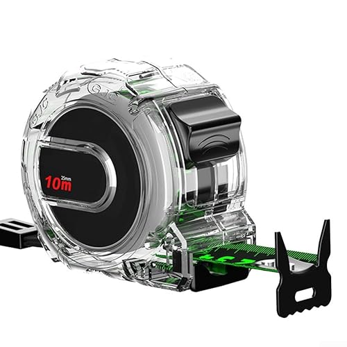 Metro a nastro in acciaio inox fluorescente, 10 x 25 m, metro a nastro retrattile, impermeabile, per costruzione, casa, progetti fai da te - Honorern