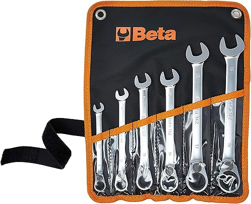 BETA 142/B6, Chiavi a Cricchetto Reversibile in Busta, 6 Pezzi, Ideali per Svitare e Serrare Viti di Diverse Dimensioni - Honorern