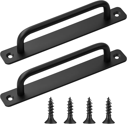 2 Pezzi Maniglia per Porta Scorrevole, Porta del Fienile Scorrevole Pesante Maniglie con Viti, Maniglie per Porte Interne, Maniglione per Porta per Garage Armadi Porte Scorrevoli (Nero) - Honorern