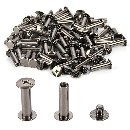 Chicago - Viti per rilegatura a vite, 5 mm x 50 mm, dado Phillips da 9,5 mm, set di rilegatura a vite Chicago per decorazioni fai da te, scrapbooking, album fotografici, rilegatura (nichel nero, 50 - Honorern