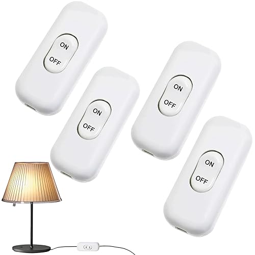 Interruttore Lampada, 4 Pezzi interruttore luce, Interruttore Luce, interruttori luce, Interruttore Abat Jour, ON/OFF Interruttore per Lampada per Tutti i Tipi di Lampade Elettriche da Tavolo (Bianco) - Honorern