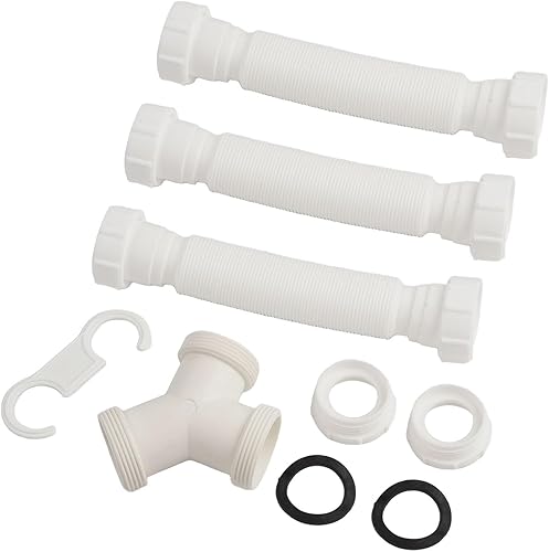 GLFLOW Doppio sifone, kit di scarico flessibile per doppio lavello: kit di sifone regolabile da 20 a 80 cm, per lavelli G1-1/2 e G1-1/4 per lavelli, lavelli - Honorern
