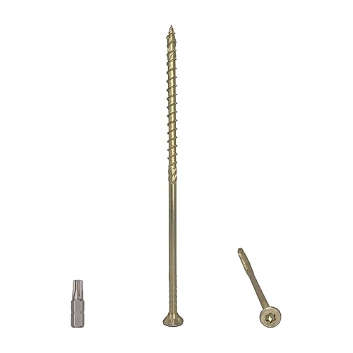 Confezione da 60 viti universali per legno, in acciaio zincato giallo, 6.0 x 160 mm, testa Torx, testa svasata, viti per truciolare (60, 6.0 x 160 mm) - Honorern