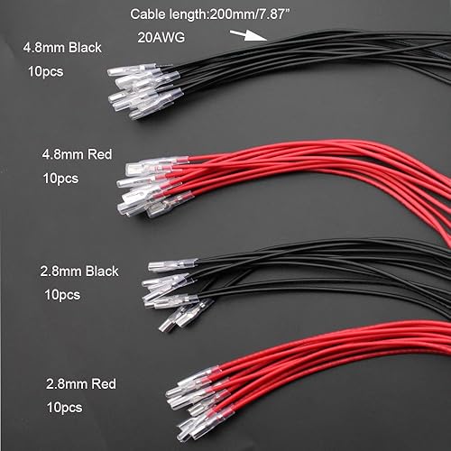 40 pezzi Capicorda,Terminali Elettrici, Connettori Elettrici 12v Isolati, Terminali a Crimpare Connettori Elettrici Cavo Terminale a Crimpare Femmina da 2,8 mm e 4,8 mm - Honorern