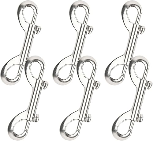 Moschettone a Doppia Estremità 6Pz Doppia Moschettoni in Acciaio Inox Gancio a Scatto con Bullone a Doppia per Trekking Cane Guinzaglio Secchio D'acqua 87mm - Honorern