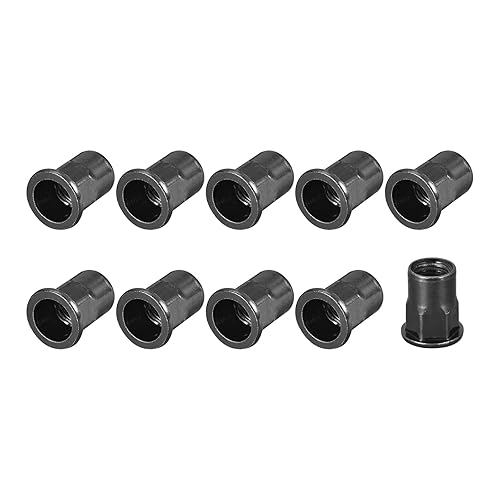 Rivetto Dadi (M10) 20pz, Acciaio Carbonio Mezzo Esagonale Filettato Inserimento Dadi - per Mobili Fissaggi Meccanici, Nero - Honorern