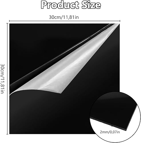 4 lastre in vetro acrilico, 30 x 30 cm, in plastica nera, 2 mm, taglio in vetro acrilico, per loghi, progetti fai da te, artigianato, scavo, pittura - Honorern