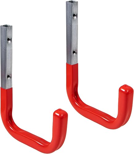 2 Stück GedoTec Gancio da parete con Gommatura rosso Porta attrezzi Gancio per tutti gli usi acciaio 150 x 210 mm Acciaio zincato Forza portante 50 kg Gancio universale gancio/Garage ganci - 2 Stück - Honorern