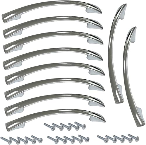 C41365 - 10 maniglie per cassetti, credenze, 96 mm, colore: Cromato - Honorern