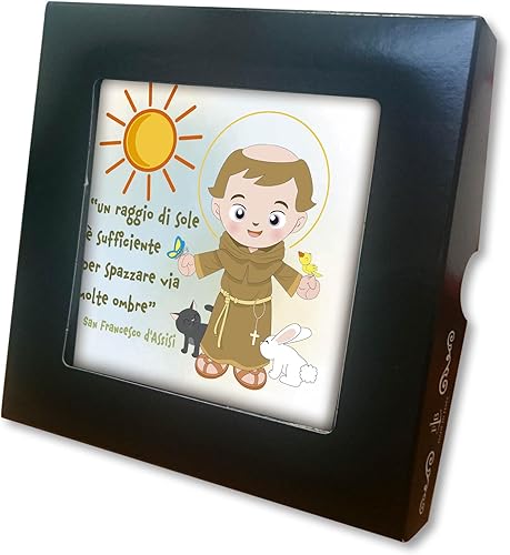 Fratelli Bonella | Piastrella decorata con frase di San Francesco d'Assisi con Scatola Regalo 10x10 cm | Made in Italy - Honorern