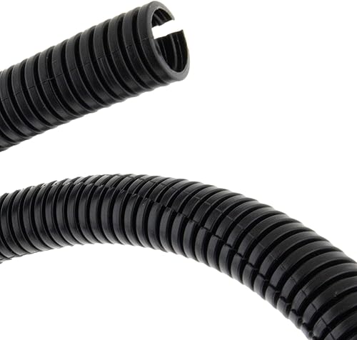 SeKi Tubo flessibile ondulato interno 7,0 mm 5 m intaglio aperto protezione martore tubo vuoto protezione cavo guaina - nero - Honorern