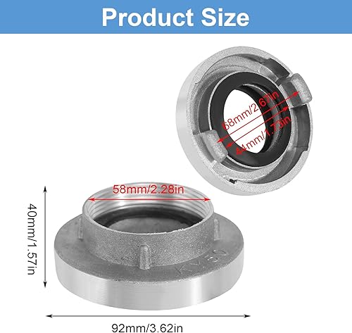 Storz Frizione 2 Pollici Storz Giunto C con Filettatura Interna Raccordo Fisso con Guarnizione Raccordo per Tubo in Alluminio per Tubi Contenitori Tubi in Tessuto e Dispositivi come Pompe - Honorern