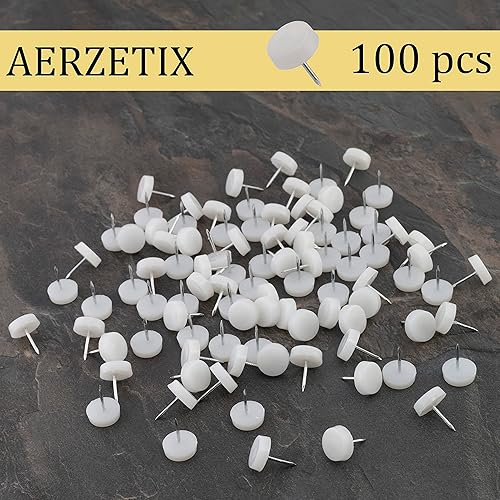 Aerzetix - C65827 - Set di 10 pattini scorrevoli per gambe sedia con chiodo rotondi Ø14mm in plastica - colore caffè - mobile tavolo armadio cassettiera letto accessorio protezione pavimento divano - Honorern