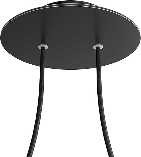 creative cables - Rosone Rose-One Rotondo, Diametro 200 mm con 2 Fori e 4 Fori Laterali - Dibond Nero Opaco, Nero - Honorern