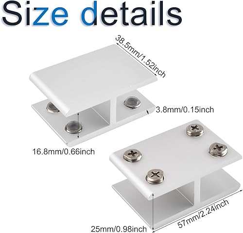 2 morsetti per vetro, regolabili, forma a T, 3 lati, in lega di alluminio, supprti per staffe per vetri di 10-12 mm di spessore, 180 gradi - Honorern