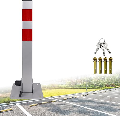 2 blocchi di parcheggio pieghevoli, in metallo, acciaio, con chiave e accessori di montaggio completi, per garage e parcheggio - Honorern