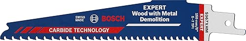 Bosch 1x Lame per Seghe Universali Expert ‘Wood with Metal Demolition’ S 1167 XHM (225 x 25 mm, Accessorio Sega Universale), Carburo, Non Applicabile, 225 mm/9' - Honorern