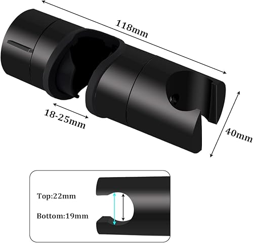 Supporto Doccia, Universale Braccio Soffione Doccia Nera Per Asta Per Doccia 18-25mm Realizzata in ABS Massiccio Staffa Per Soffione Doccia Versione Aggiornata e Addensata, Nero Opaco - Honorern