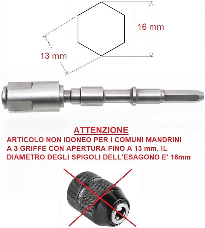 Adattatore per Mandrino Trapano Tassellatore Demolitore Makita con Attacco Esagonale per Utilizzare Punte con Codolo SDS Plus - Honorern