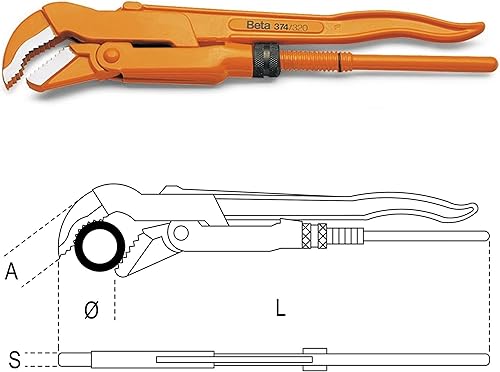 BETA 374 240 - Giratubi modello svedese con ganasce sottili a 45° in acciaio forgiato - Honorern