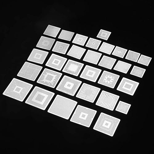 Stencil BGA, 33 pezzi BGA Kit stencil per reballing universali Rilavorazione Stencil per rete Modello in acciaio Mesh Kit di set di calore direttamente, Set di saldatura modello di saldatura - Honorern