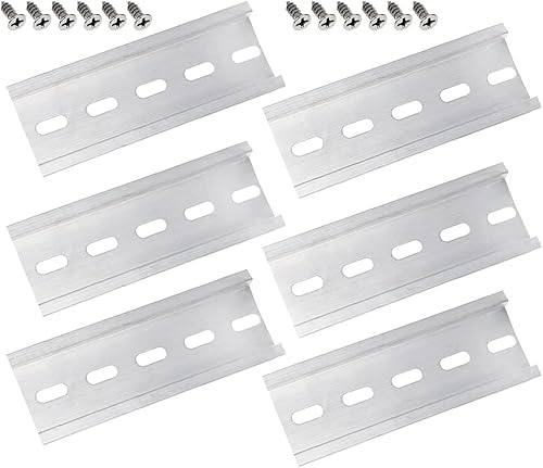 CYUaoao 6 Pezzi Binario di Montaggio Din 35mm Binari in Alluminio 100mm Lunghezza C45 Binario Din per L'Installazione di Interruttori di Alimentazione di Protezione e Serie Terminali - con 12 Viti - Honorern