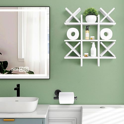 Tic Tac Toe - Porta carta igienica, impermeabile, decorazione da parete per bagno, stile moderno, montaggio a parete, rotolo di carta igienica - Honorern