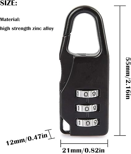 Lucchetto Combinazione con 3 Cifre Lucchetto con Codice per Valigia Bagagli Lucchetto a Combinazione Armadietto Serratura di Sicurezza Nero per Zaini Armadietti Cassetta Degli Attrezzi 4 Pezzi - Honorern