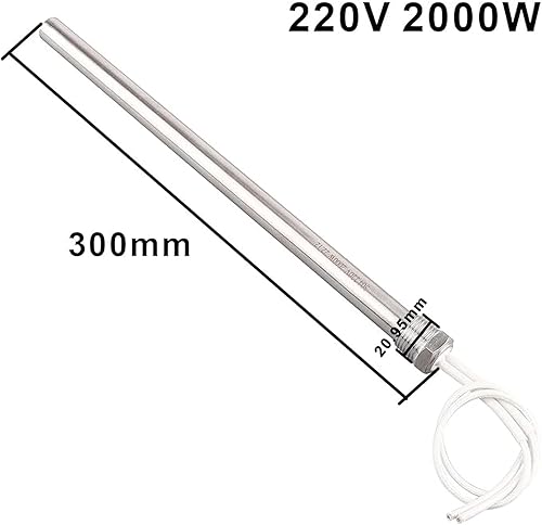 220 V, 2000 W, cartuccia riscaldante con flangia da 1/2', 21 mm, multiuso, asta riscaldante in acciaio inox, lunghezza 30 cm - Honorern