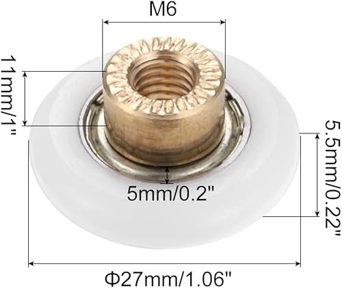 PATIKIL Rulli per Cassetti 27mm, 4 Set Pulegge Posizionamento Nylon per Piccoli Rulli Sostituzione per Cassetti Rondella a Molla e Bullone a Vite per Guide Armadi, Bianco - Honorern