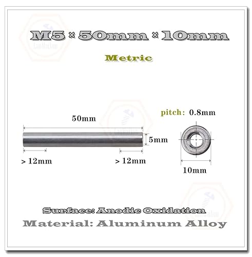2 pezzi M5×60mm×10mm Colore primario Colonna rotonda di collegamento interna del filo della lega di alluminio, dado lungo cilindrico - Honorern