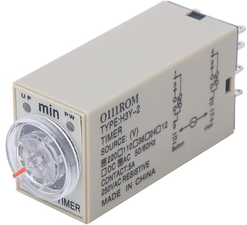 Relè Temporale H3Y-2, Prestazioni Stabili, Accuratezza, Piccolo Errore con Quadrante Trasparente, Connettori in Ottone, 8 Pin, Ritardo di 0-10 Minuti, per Elettrodomestici (220VAC) - Honorern