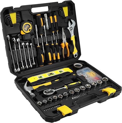 Cassetta Attrezzi Completa, Valigetta Attrezzi 140 Pezzi, Cassetta Attrezzi con Cacciavite e Chiave Inglese, per Edilizia e Casa - Honorern