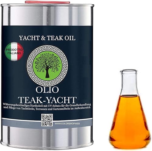 OLIO TEAK NATURAL GSW, protezione UV di mobili e pavimenti pietra naturale e BARCHE E YACHT, incolore - naturale (1000 ml) - Honorern