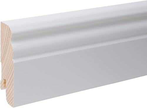 Battiscopa in legno massello – Profilo Berlino bianco RAL9010 laccato 80 x 20 x 2.400 mm - Honorern