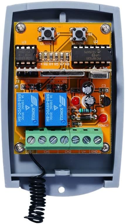 Allmatic ricevitore radio compatibile a 2 canali per telecomando B.RO WN/B.RO Over/B.RO Star/Wall / TECH3 / FOR4 12-24 VAC/DC, NO/NC 433.92MHz Rolling/Fixed Code - Honorern
