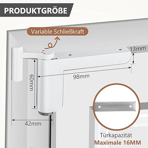 Dreyoo Serratura per porta interna, adatta per porta universale, mini serratura per porta, facile da installare senza forare, non richiede viti, montaggio semplice - Honorern