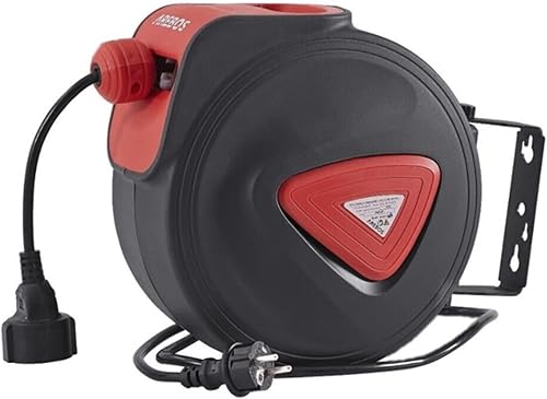 Arebos Avvolgicavo automatico | 15 m + 1,5 m di lunghezza | Montaggio a parete | Orientabile lateralmente a 180° | Materiale di montaggio incluso - Honorern