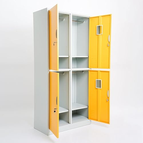 ARMADIETTI SPOGLIATOIO IN METALLO 85X180X42-4 ANTE SOVRAPPOSTE GRIGIO BLU ARANCIONE GIALLO VERDE - Verde - Honorern