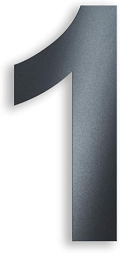 numero civico in acciaio massiccio color antracite, RAL 7016, struttura fine verniciata a polvere, scritta Arial, altezza 20 cm, numero 3 - Honorern