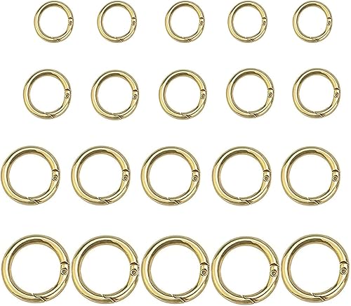 20 Pezzi Moschettone Rotondo a Molla, Anello Moschettone Rotondo Gancio, Rotondo Scatto Moschettoni, Moschettone in Lega D'zinco Rotondo, Portachiavi a Molla Anelli per Chiavi e Borsette - Honorern