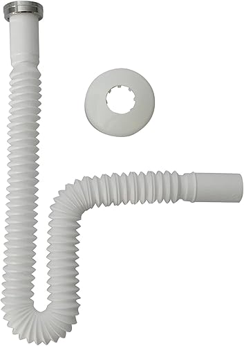 CANOTTO Tubo Scarico Flessibile Estensibile X SIFONE LAVELLO LAVABO Bidet 1 1/4' x32 mm con ROSONE E GHIERA Metallo - Honorern