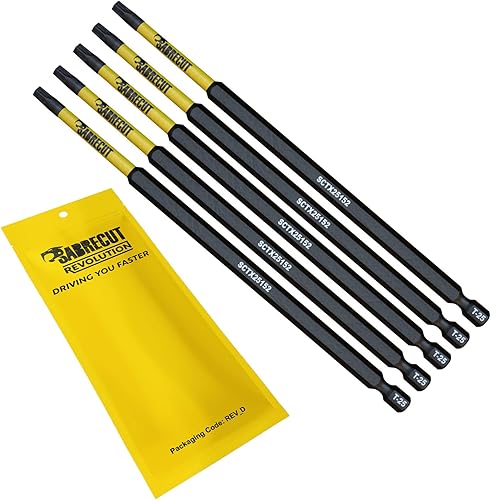 5 x SabreCut SCTX25152_5 152 mm T25 TX25 Set di punte per cacciavite a impatto magnetico Torx Heavy Duty compatibile con Dewalt Milwaukee Bosch Makita e altro - Honorern