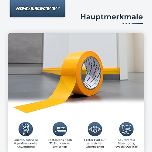 HASKYY Nastro per Mascheratura 3 rulli 50mm x 50m nastro Adesivo Professionale per Pittori, Nastro de Pittore per auto Carrozzeria - Honorern