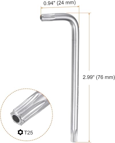 Chiave Brugola Torx T25 Prova Manomissione, Chiavi Stella Forma L 6 Punte Acciaio Cromo-Vanadio, Utensile Manuale per Riparazioni Automobilistiche/Domestiche. - Honorern