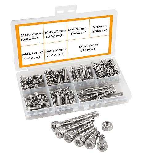 M6 Set Bulloni e Dadi,304 Viti Esagono Incassato In Acciaio Inossidabile Con Pacchetto Di Dadi Ebulloni Esagonali Viti Ed Elementi Di Fissaggio Bulloni A Testa Esagonale Set - Honorern