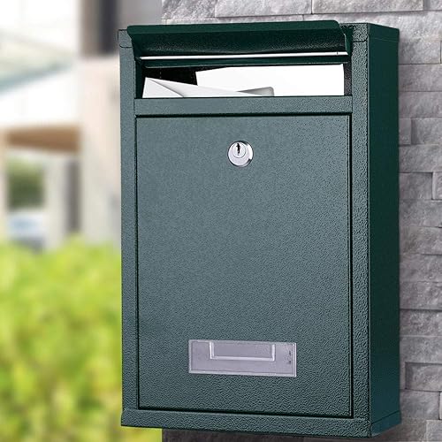 Bakaji Cassetta Postale da Parete in Acciaio Inox Buca Lettere per Posta da Esterno con Chiusura a Chiave (Verde) - Honorern