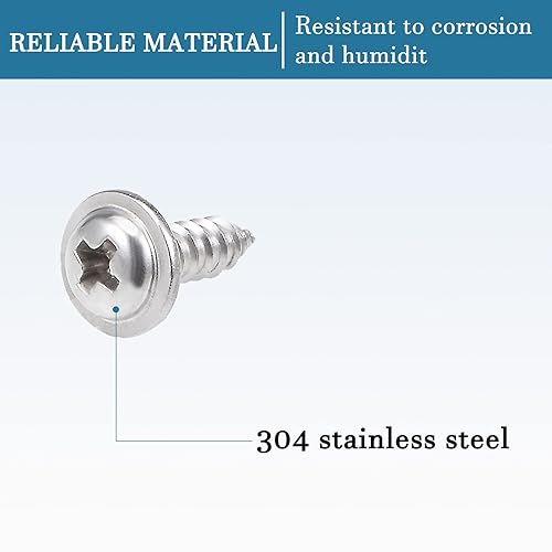 QUARKZMAN 2.6x8mm Auto Autofilettanti Viti x 50pz 304 Inossidabile Acciaio Phillips Vite Fissaggi Bulloni Piatto Testa per Costruzione e Riparazione, [Argento] - Honorern