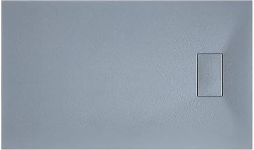 Piatto Doccia Spessore 2.6 Cm In Resina Con Griglia Di Copertura Effetto Pietra Ardesia Stone Riducibile Filopavimento Indistruttibile Antiscivolo Arredo Bagno Colore Grigio (70x120 cm) - Honorern